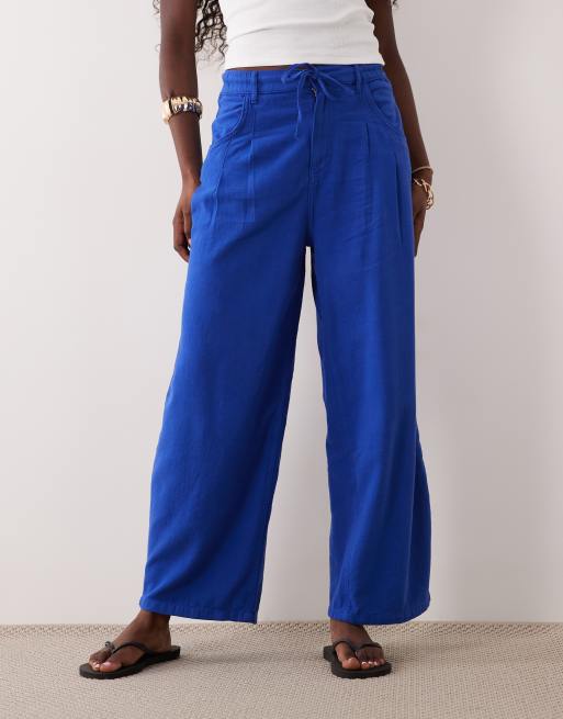 ASOS DESIGN byxa med veck och fickor i koboltblått, 4 av 5