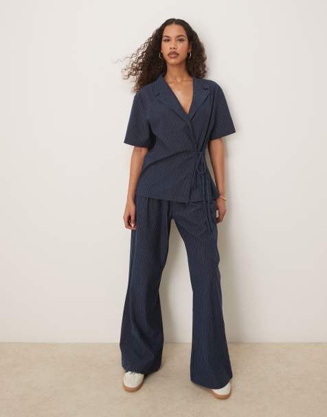 ASOS DESIGN – Byxor i denimstil med vida ben, del av set - view 1