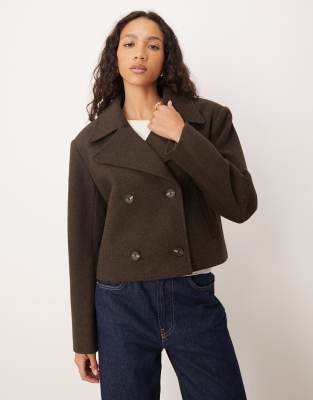 ASOS DESIGN - Caban court élégant - Chocolat-Neutre