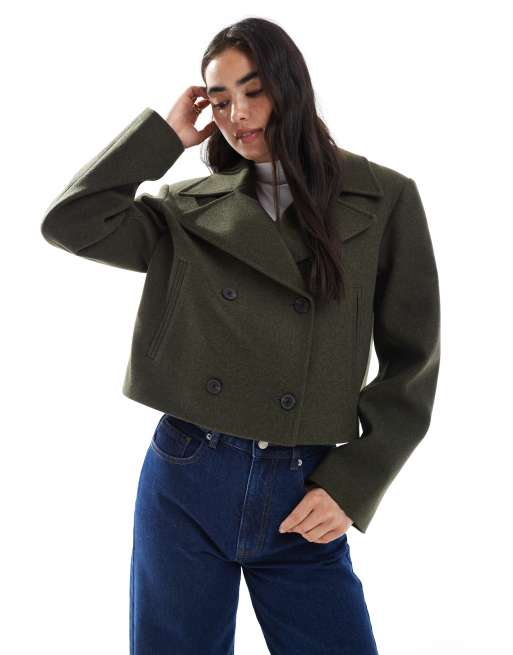 ASOS DESIGN - Caban court élégant - Olive