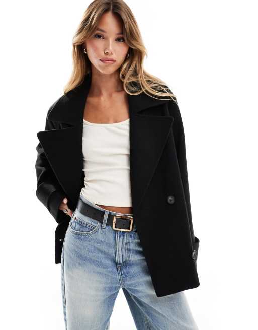 ASOS DESIGN Caban habillé en imitation laine Noir ASOS - Main Image