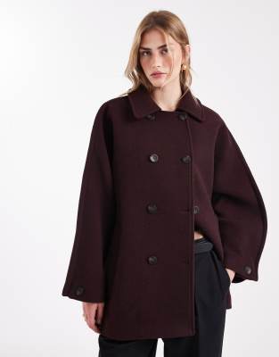 ASOS DESIGN - Cabanjacke aus Wollmix in Burgunderrot