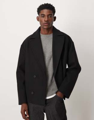 Cabanjacke in schwarzer Wolloptik Schwarz M