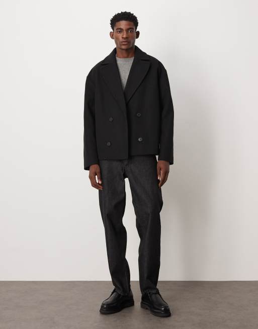 ASOS DESIGN – Cabanjacke in schwarzer Wolloptik, 2 von 5