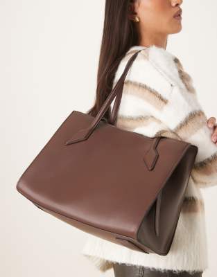 ASOS DESIGN - Cabas carré - Chocolat-Brown
