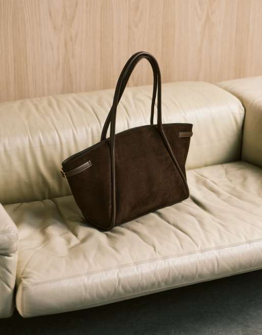 ASOS DESIGN - Cabas ceinturé en imitation daim - Chocolat, 3 de 4
