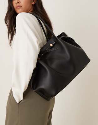 ASOS DESIGN - Cabas effet croco avec ceinture - Noir