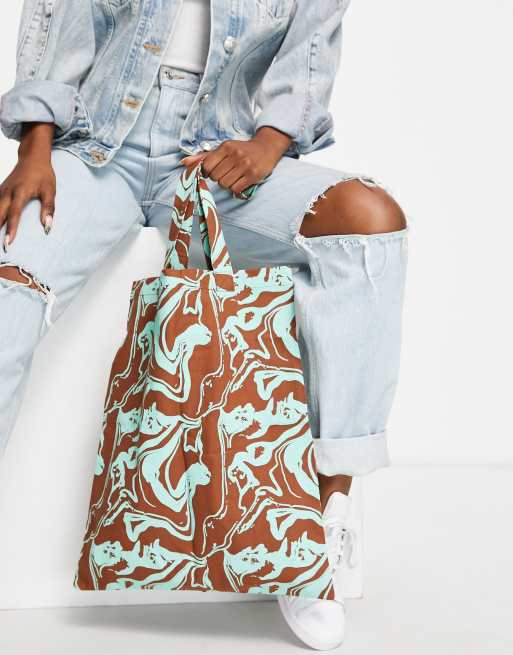 ASOS DESIGN - Cabas en coton à imprimé tourbillon 