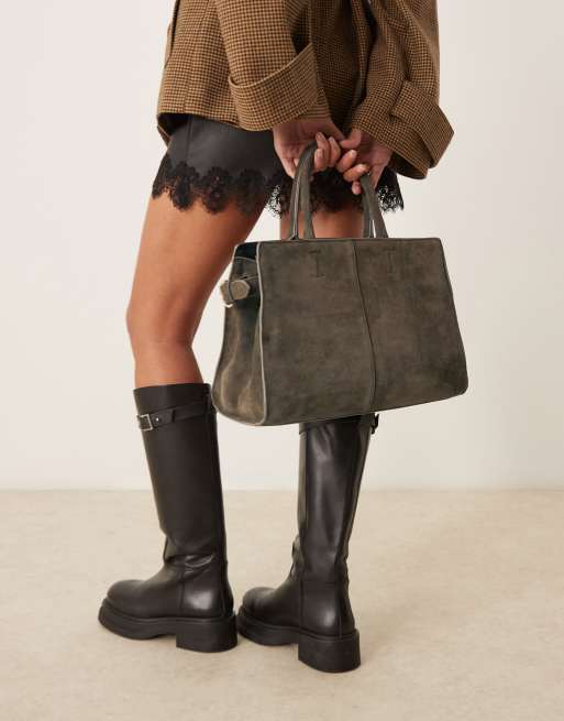 ASOS DESIGN - Cabas en daim avec boucle de chaque côté - Chocolat, 4 de 4