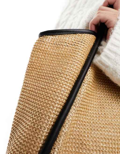 ASOS DESIGN - Cabas en paille avec passepoils tubulaires - Naturel, 4 de 4