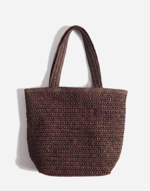 ASOS DESIGN - Cabas en paille crochetée - Chocolat, 5 de 7