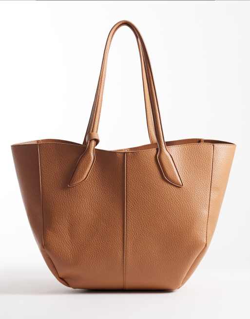 ASOS DESIGN - Cabas en PU texturé à coins pincés - Camel nouveau, 4 de 4