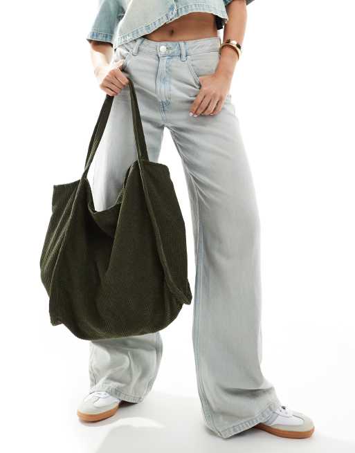 ASOS DESIGN Cabas en toile et velours côtelé avec poignée