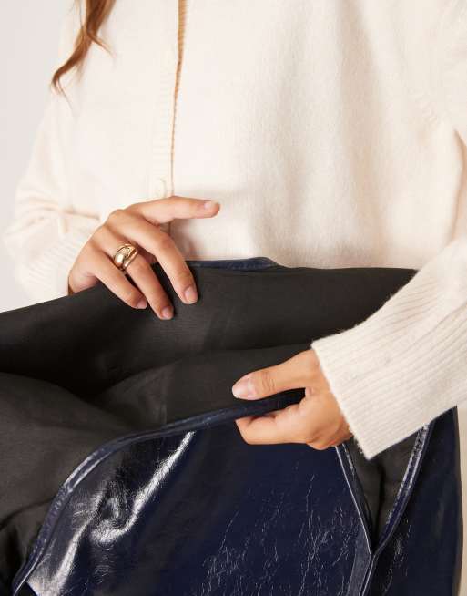 ASOS DESIGN - Cabas incurvé avec poignées tubulaires - Bleu marine, 4 de 4