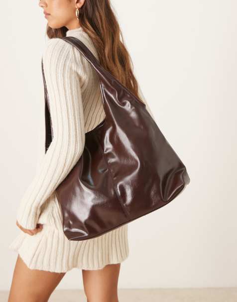 ASOS DESIGN - Cabas incurvé avec poignées tubulaires - Chocolat - view 1