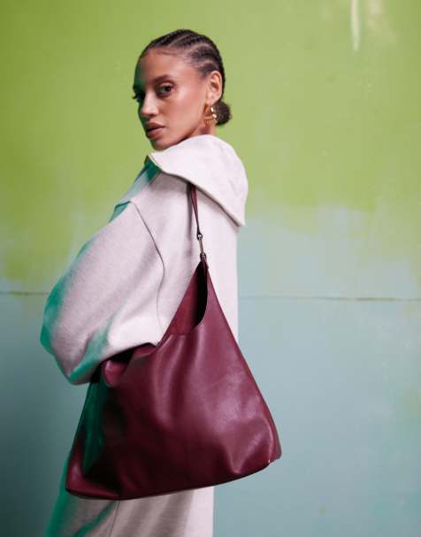 ASOS DESIGN - Cabas incurvé en cuir de qualité supérieure - Bordeaux - view 1