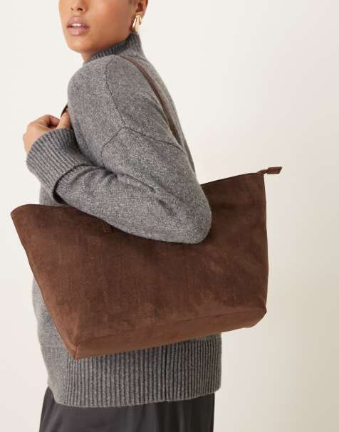 ASOS DESIGN - Cabas pratique en imitation daim - Chocolat - view 1