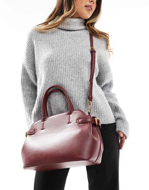 ASOS DESIGN - Cabas style workwear avec compartiment intérieur et boucles - Bordeaux, 3 de 4