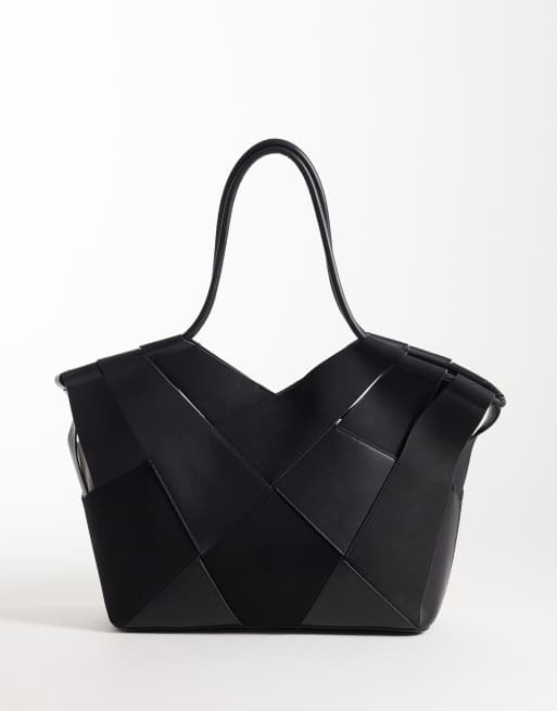 ASOS DESIGN - Cabas tressé en imitation daim et imitation cuir - Noir, 4 de 4