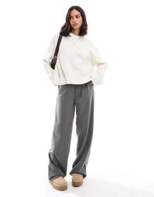 ASOS DESIGN cable crew neck jumper in cream