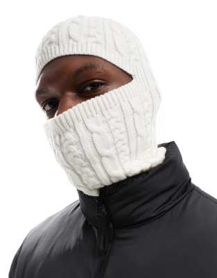 ASOS DESIGN ASOS DESIGN cable knit balaclava in cream-White