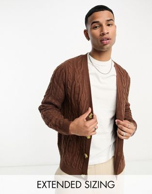 ASOS DESIGN cable knit cardigan in putty - ASOS Price Checker