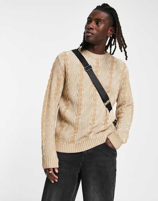 Camel cable deals knit jumper