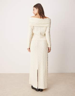 Asos Design Satin Fallen Shoulder Cowl Maxi Dress With Back Strap Detail In Champagne-white In White