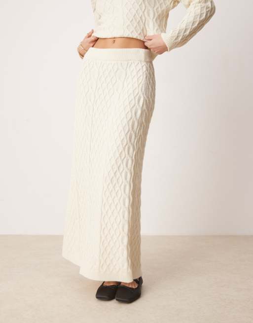 ASOS DESIGN cable knit maxi skirt in cream (part of a set), 4 of 5