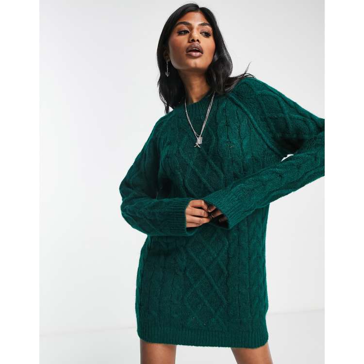 ASOS DESIGN cable knit shorts in green - part of a set