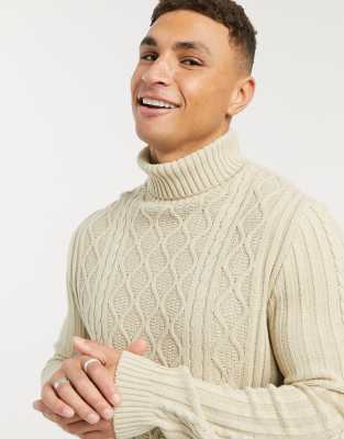 cable knit polo neck jumper