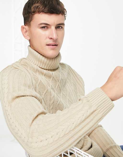 ASOS Design Cable Knit Roll Neck Sweater