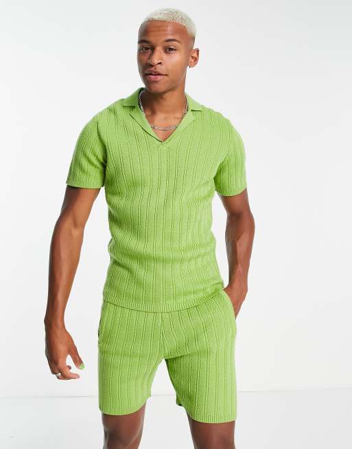 Green store knit shorts