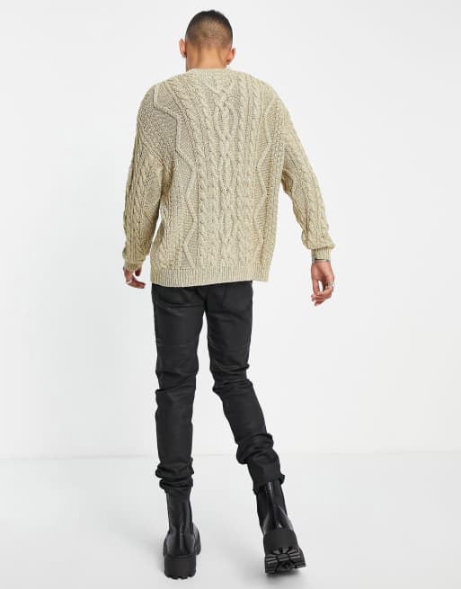 Gold cable knit sweater hotsell
