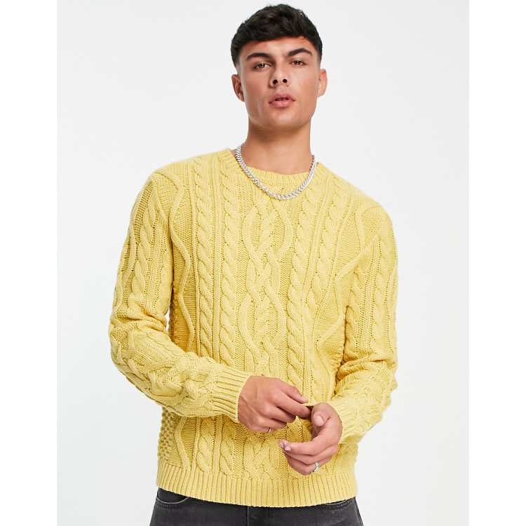 Mens yellow deals knit sweater