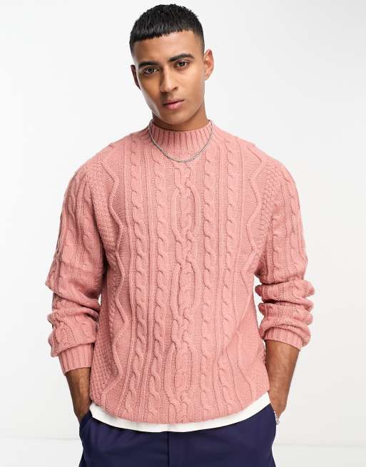 Light pink clearance cable knit sweater