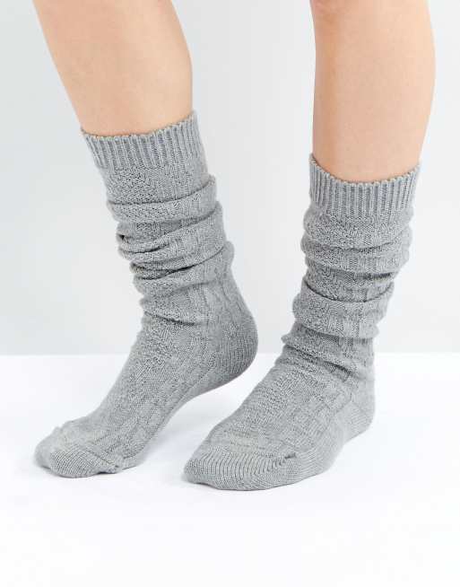 ASOS DESIGN cable long slouch socks