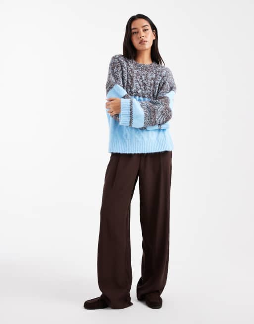 ASOS DESIGN cable multiply mixed jumper in blue, 2 of 4