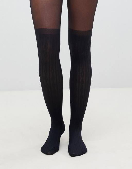 ASOS DESIGN cable over the knee tights with control top 