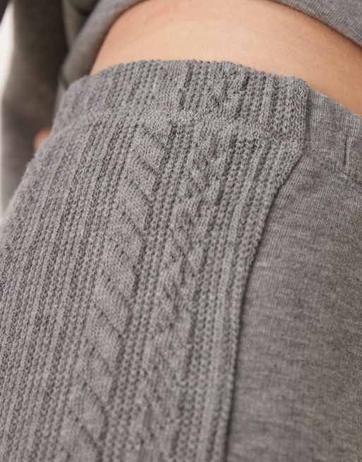 ASOS DESIGN cable spliced wide leg trackies in grey (part of a set), 3 of 5