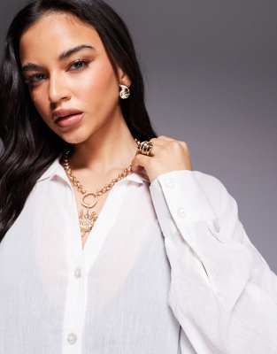 Asos Design Cabot Beach Sheer Cotton Crinkle Cover-up In White