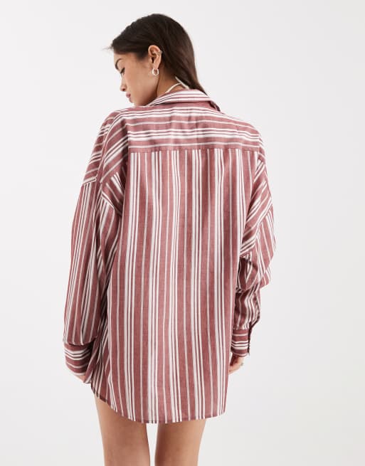 ASOS DESIGN – Cabot – Strandhemd in Rot gestreift, 4 von 4
