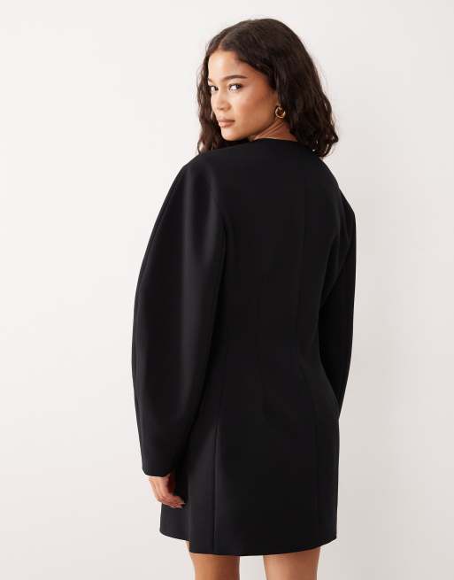ASOS DESIGN cacoon sleeve blazer dress in black, 2 of 4