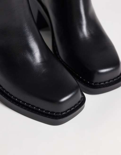 ASOS DESIGN Cadence botas hasta la rodilla negras con tacón ancho y diseño sin cierre, 3 de 4