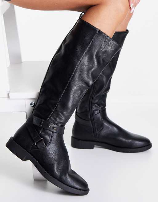 ASOS DESIGN - Cady - Sorte knæhøje ridestøvler 