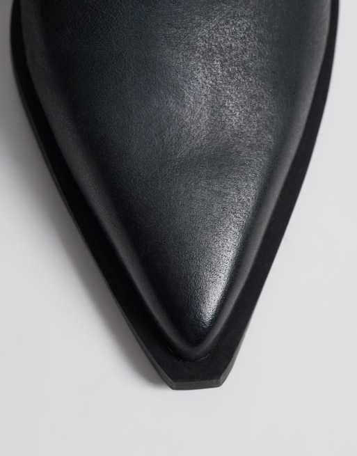 ASOS DESIGN – Cael – Premium – Svarta, stilrena cowboyboots i dra på-modell av läder, 4 av 4