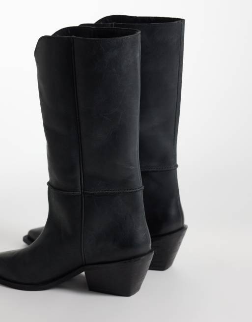 ASOS DESIGN - Cael - Premium western laarzen zonder sluiting in zwart leer, 3 van 4