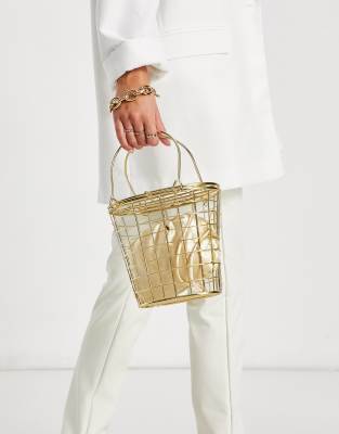 asos gold clutch