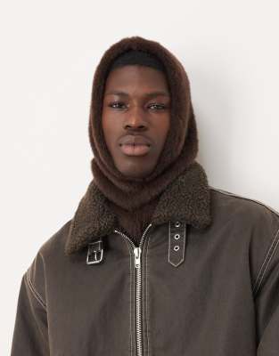 ASOS DESIGN - Cagoule en maille frangée - Marron-Brown