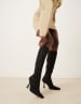 ASOS DESIGN Caitlin heeled sock knee boots in chocolate suedette
